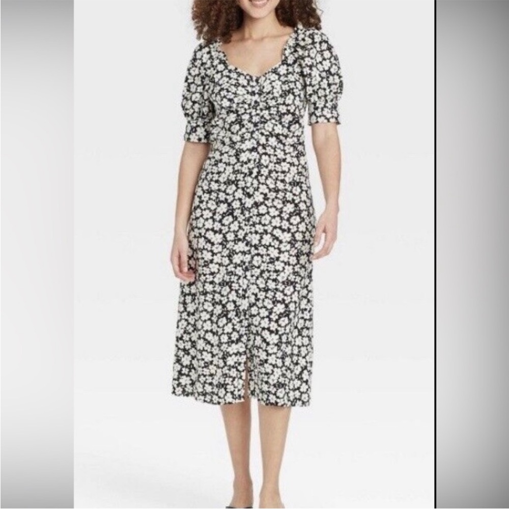 Who What Wear Linen Blend Short Sleeve Dress